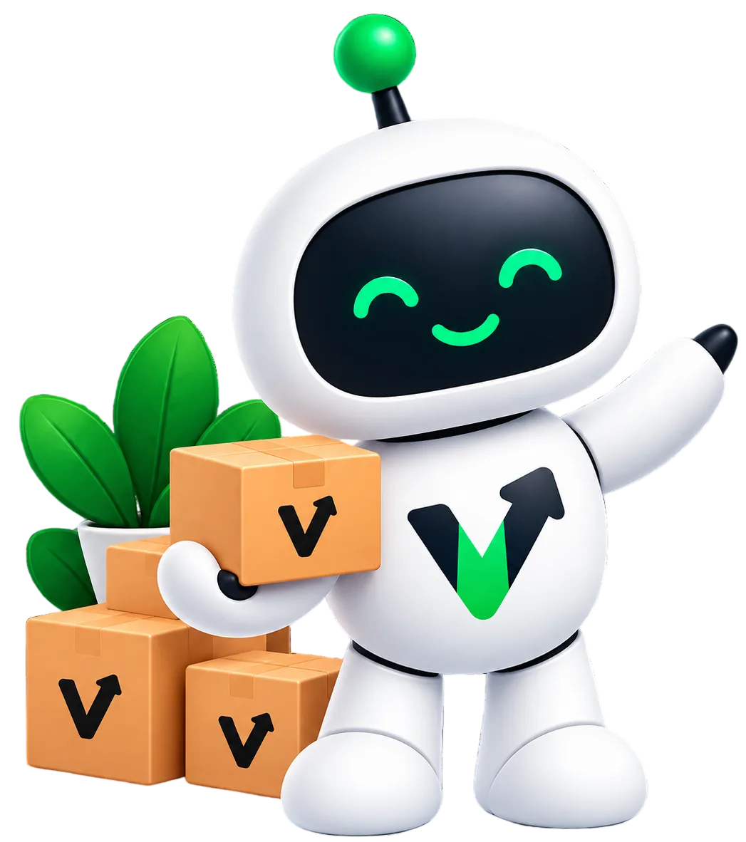 Robot de VenderIA organizando cajas de productos